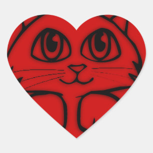 Peeking Kitten Red Heart Sticker