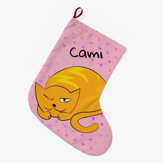 Peeking Orange Cat Large Christmas Stocking (Front (Hanging))