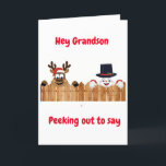 PEEKING OUT TO SAY *MERRY CHRISTMAS* GRANDSON HOLIDAY CARD<br><div class="desc">THANKS FOR STOPPING BY 1 OF MY 8 STORES and HAPPY HOLIDAYS TO YOU!</div>