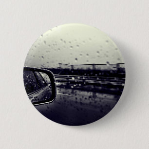 Peeking outside window after rain 2 inch round button