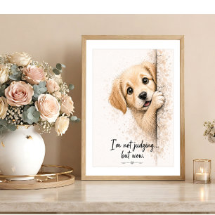 Peeking Puppy Wall Art Funny Bathroom Dog Print