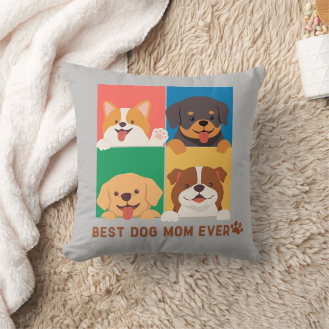 "Peeking Pups" Cozy Throw Pillow for Dog Lovers (Blanket)