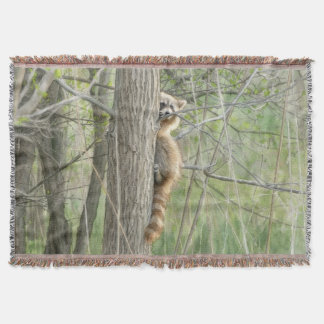 Peeking Raccoon Watercolor Artwork – Woodland Fore Throw Blanket