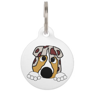peeking red merle aussie pet tag