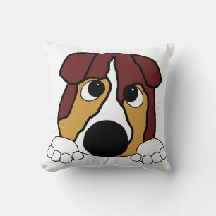 peeking red tri aussie throw pillow