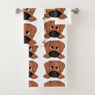 peeking rhodesian ridgeback red wheaten black nose bath towel set