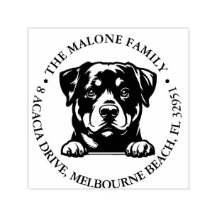 Peeking Rockweiler Puppy Personalized Theme Self-inking Stamp