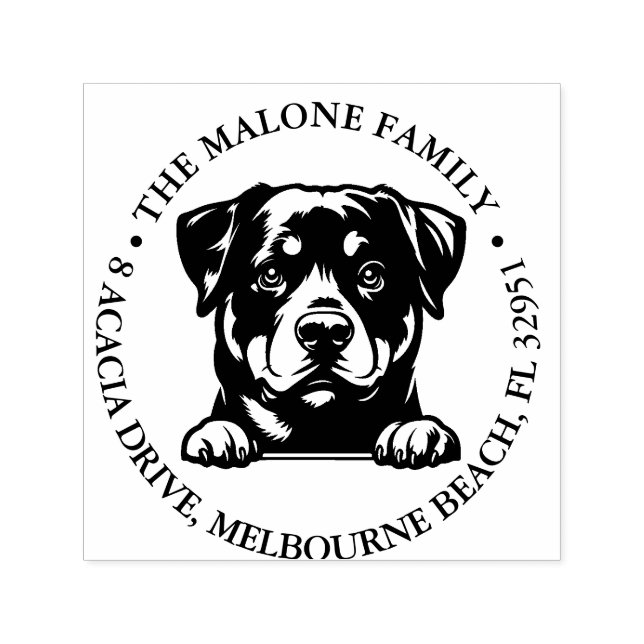 Peeking Rockweiler Puppy Personalized Theme  Self-inking Stamp (Design)