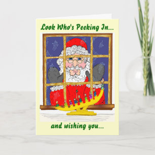 Peeking Santa Holiday Card