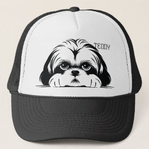 Peeking Shih Tzu Dog. Personalize Trucker Hat
