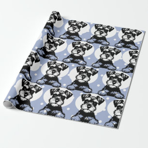 Peeking Terrier Blue Personalized Theme  Wrapping Paper