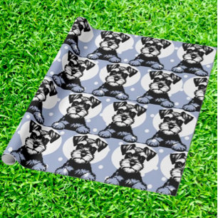 Peeking Terrier Blue Personalized Theme  Wrapping Paper