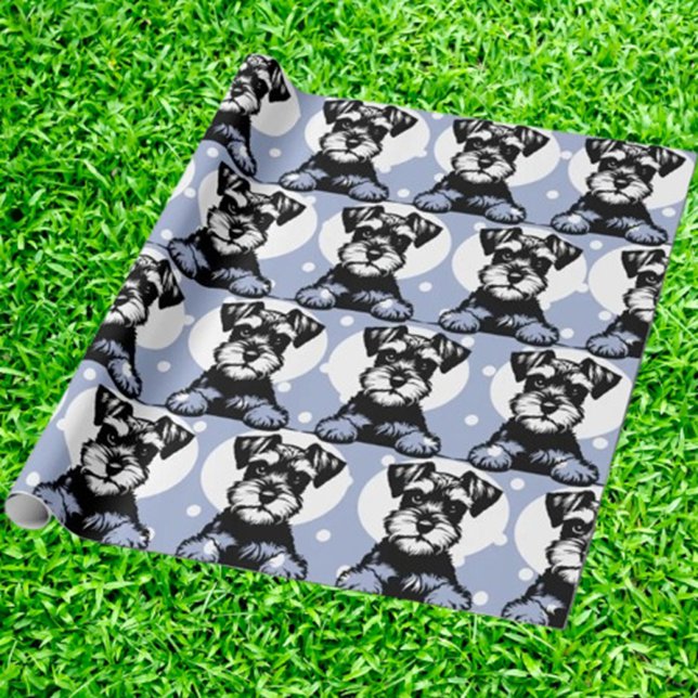 Peeking Terrier Blue Personalized Theme  Wrapping Paper (Wrap your gifts with love using Peeking Terrier Blue personalized theme wrapping paper. )