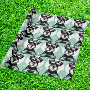 Peeking Terrier Green Personalized Theme  Wrapping Paper