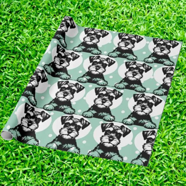 Peeking Terrier Green Personalized Theme  Wrapping Paper (Wrap your gifts with love using Terrier Green Wrapping Paper. Charming terrier designs add a special)