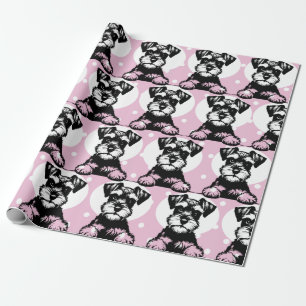 Peeking Terrier Pink Theme  Wrapping Paper