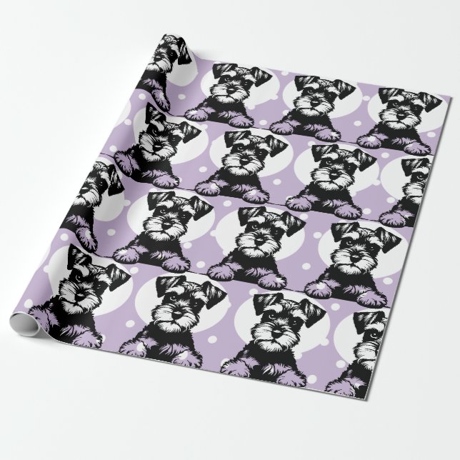 Peeking Terrier Purple Personalized Theme  Wrapping Paper (Unrolled)