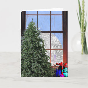 Peeking thru the window holiday card