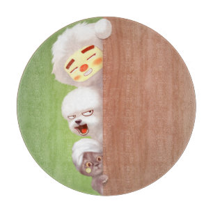 Peeking Trio: Funny Animal Stack & Smile Pup Cutting Board