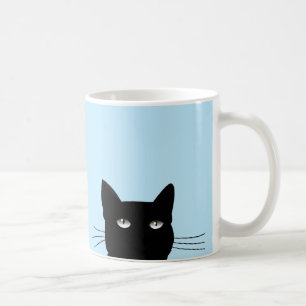 PEEKING UP BLACK CAT COFFEE MUG