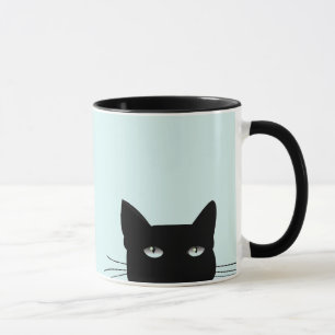 PEEKING UP BLACK CAT COFFEE MUG
