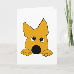 peeking yorkie black and gold card