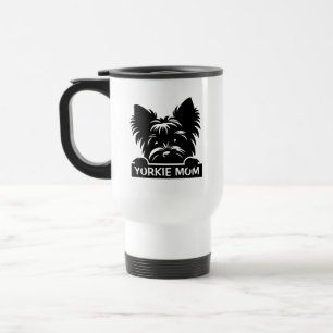 Peeking Yorkie Black Silhouette Yorkie Mom Travel Mug