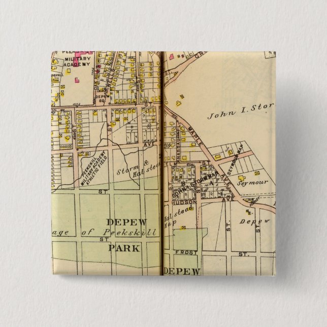 Peekskill, New York 4 2 Inch Square Button (Front)