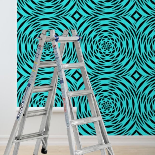 Peel and Stick Blue Black Gyroscope Circles Wallpaper (Peel and Stick Blue Black Gyroscope Circles Wallpaper)