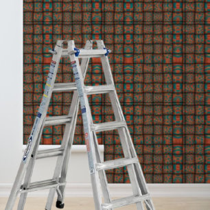 Peel and Stick blue brown geometric weave pattern Wallpaper