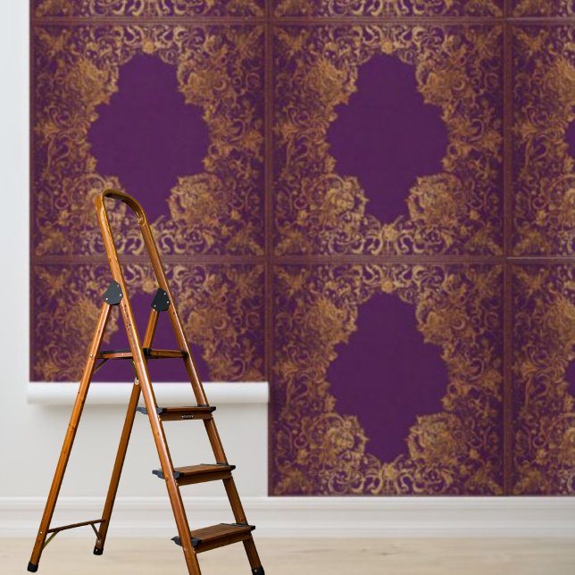 Peel and Stick Indian inspired purple gold pattern Wallpaper (Peel and Stick Indian inspired purple gold pattern Wallpaper)