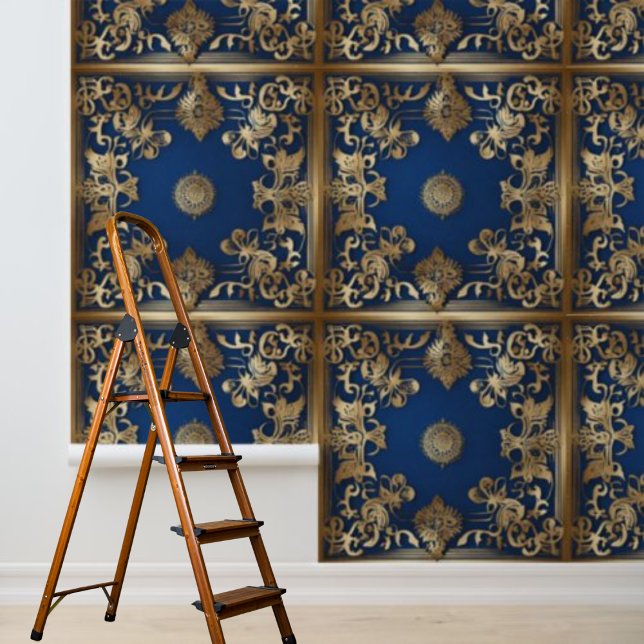 Peel and Stick Wallpaper Blue Gold  (Peel and Stick Wallpaper Blue Gold Wallpaper)