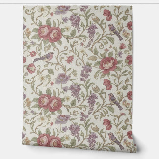 Peel and Stick Wallpaper – Vintage Floral Birds