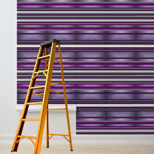 Peel et bâton papier peint noir violet blanc rayé