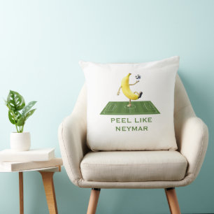 Peel Like a Champion Funny Banana Soccer Custom Throw Pillow