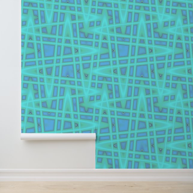 Peel Stick Blue Green Zigzag Geometric Pattern  Wallpaper (Application)