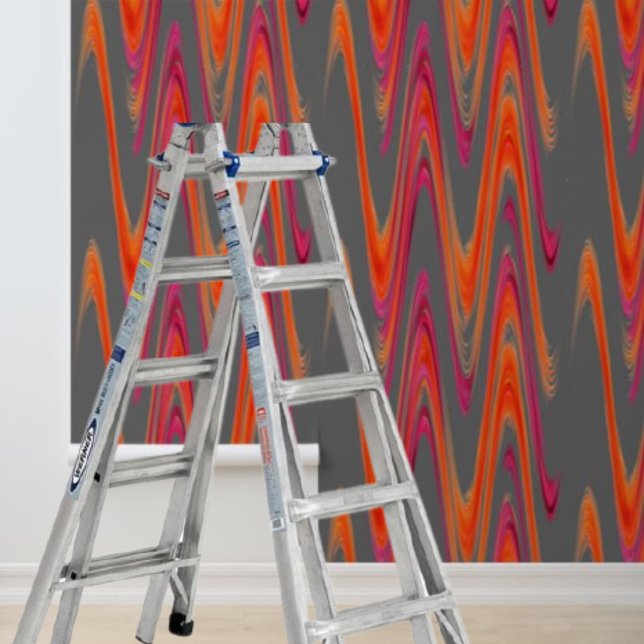 Peel stick modern  grey orange zig-zag pattern wallpaper (Peel stick modern gray orange zigzag pattern wallpaper)