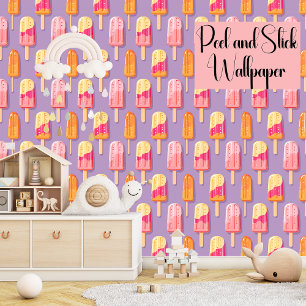 Peel & Stick Popsicle Summer Ice Cream Girly  Wallpaper