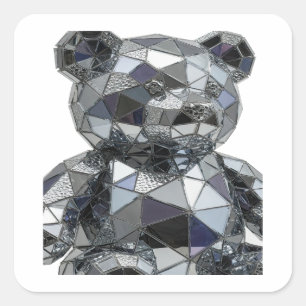 Peelable Silver Abstract Vinyl Style Square Sticker