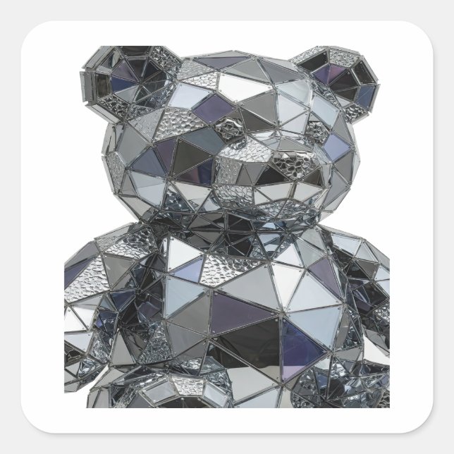 Peelable Silver Abstract Vinyl Style Square Sticker (Front)