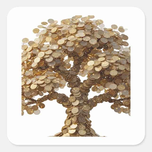 Peelable Silver TREE OF MONEY Sticker Design (Front)