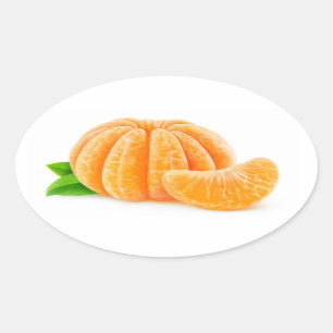 Peeled tangerine oval sticker