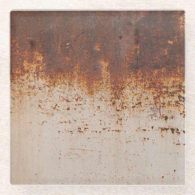 Peeling paint, rusty wall texture. glass coaster (Front)