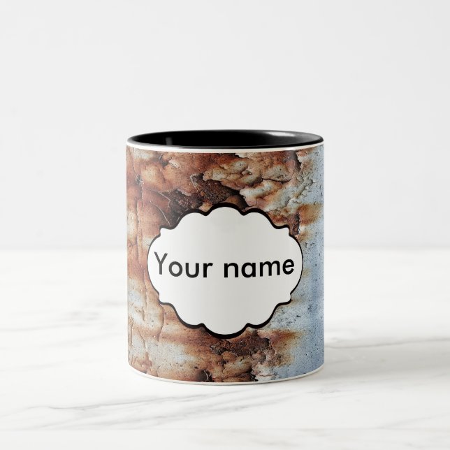 Peeling paint texture Two-Tone coffee mug (Center)