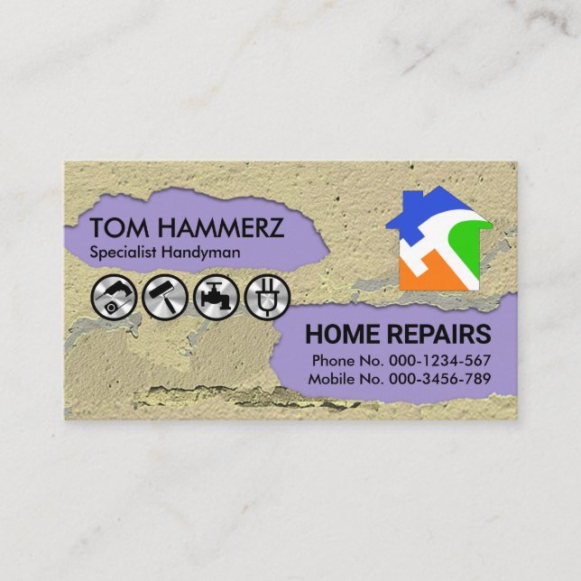 Peeling Plaster Paint Handyman Business Card (Front)