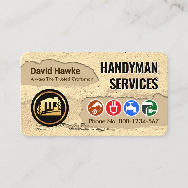 Peeling Plaster Paint Handyman Business Card (Front)