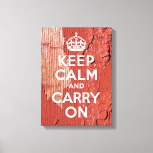 Peeling Red Barn Paint Keep Calm in White Canvas Print