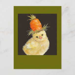 peep avec grande carte postale de carottes