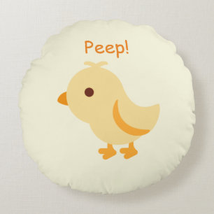 Peep Chick Yellow Cute Nursery Boys Girls Round Pillow