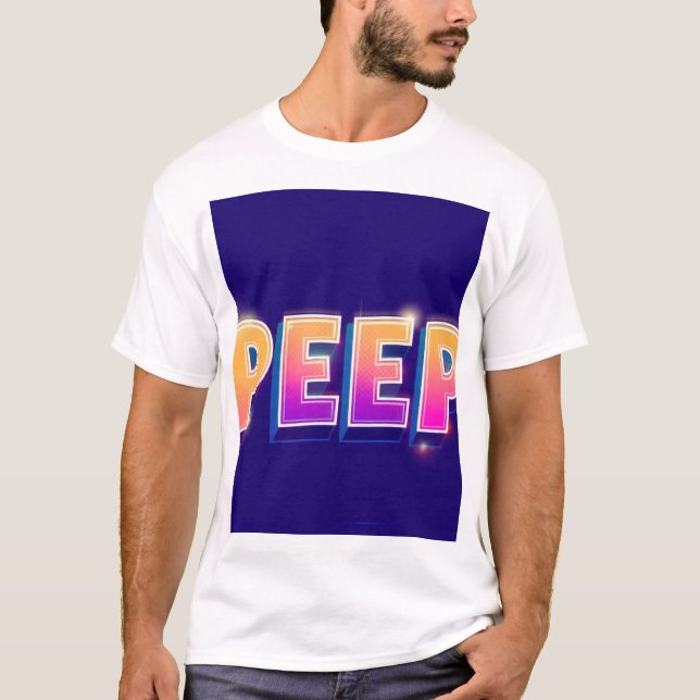 PEEP Neon Gradient T-Shirt | Retro 80s Synthwave T (Front)